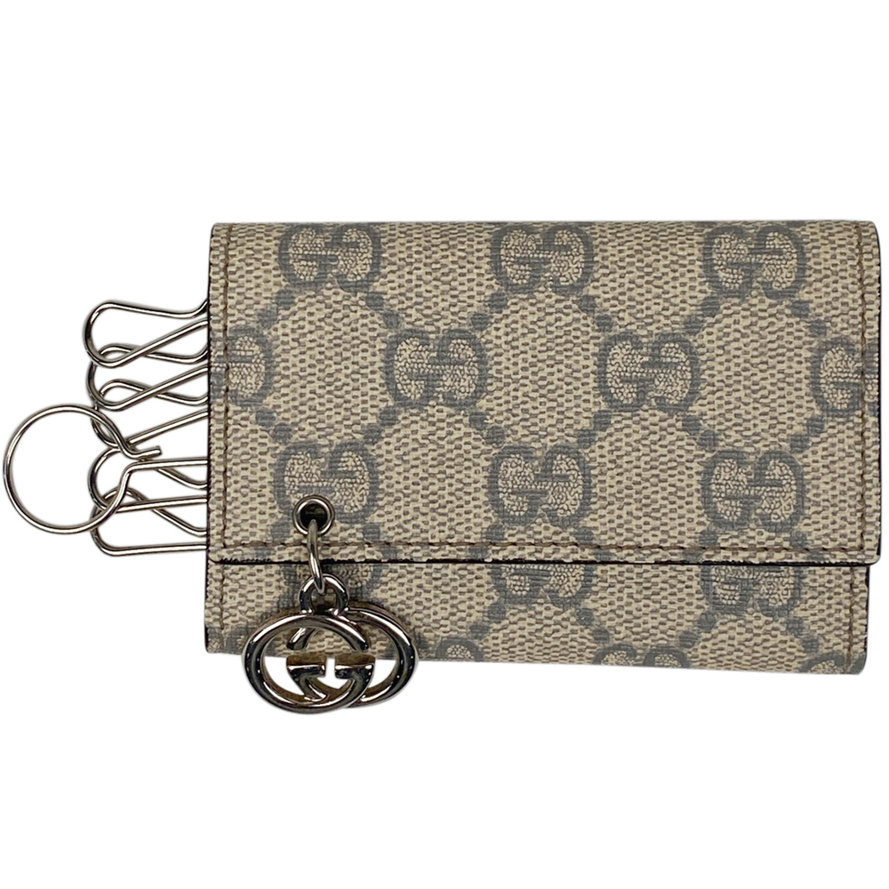 Gucci Gg Pattern 6 Row Key Case Leather White - image 1